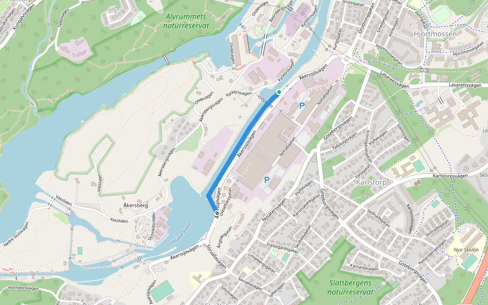 Kanalbanken walking route map in Trollhättan