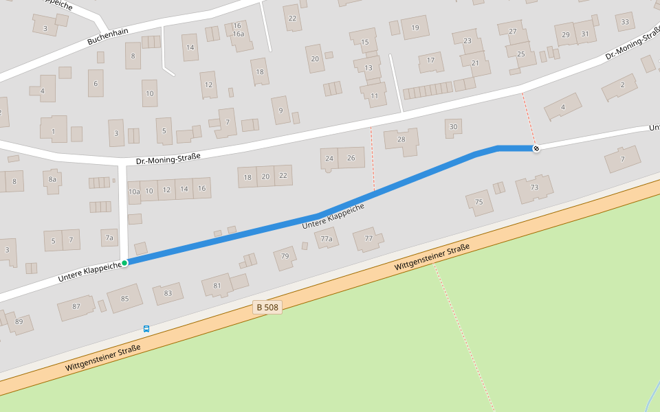 Untere Klappeiche walking route map in Hilchenbach