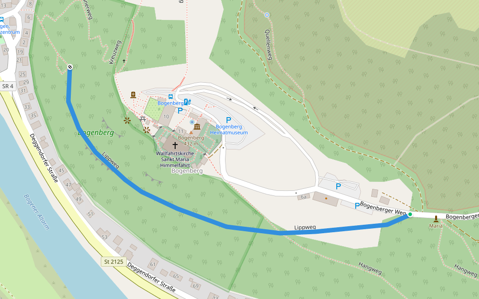 Lippweg walking route map in Bogen