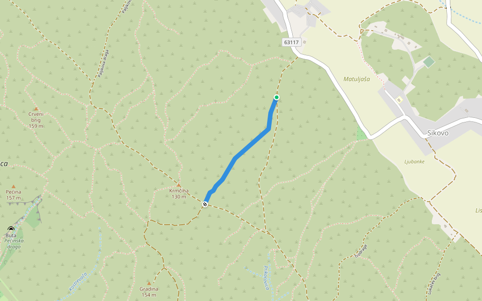 Magareća draga walking route map in Sikovo