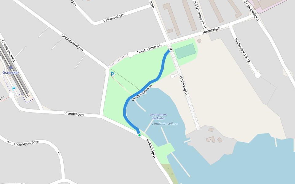 Lindholmsviken walking route map in Åkersberga