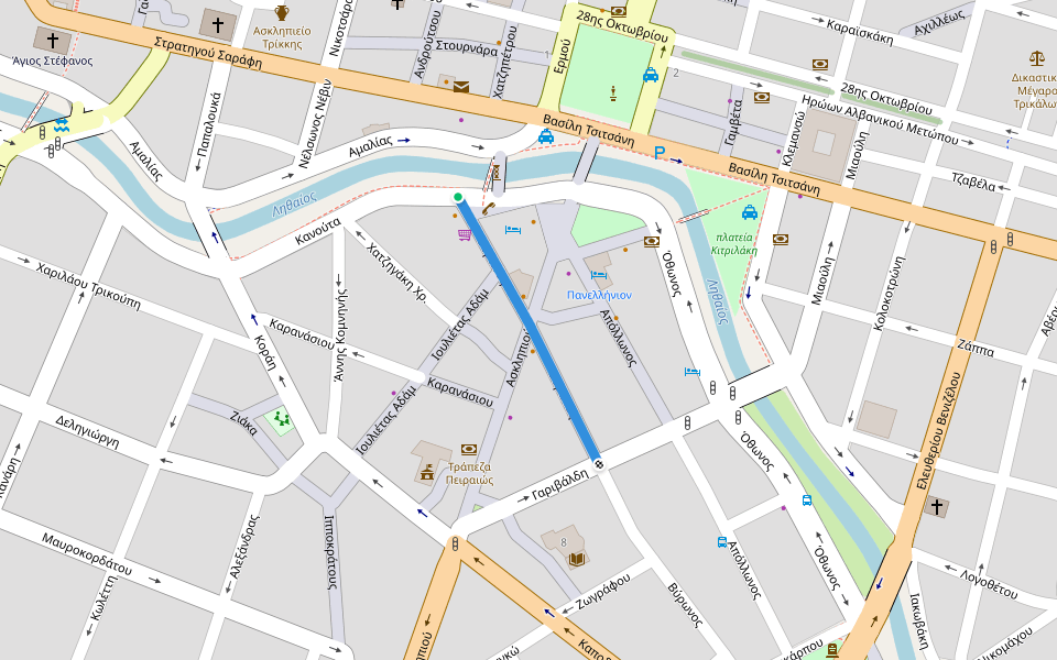 Βύρωνος walking route map in Trikala