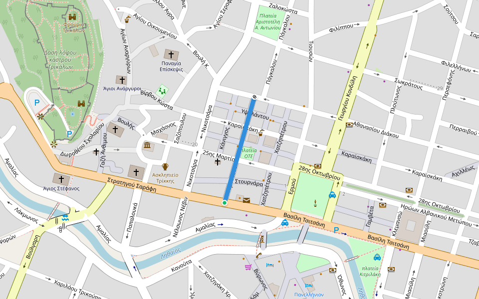 Ανδρούτσου walking route map in Trikala