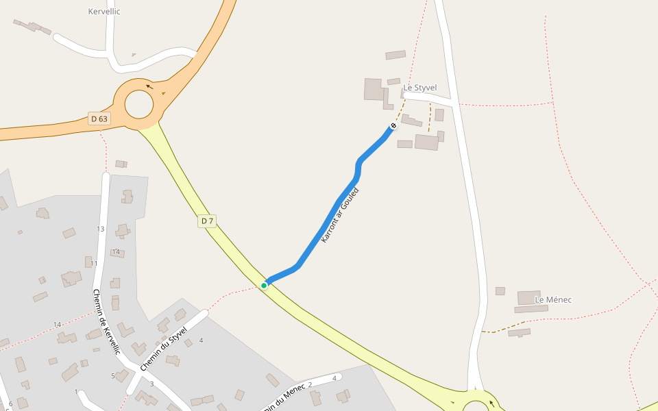 Karront ar Gouled walking route map in Locronan