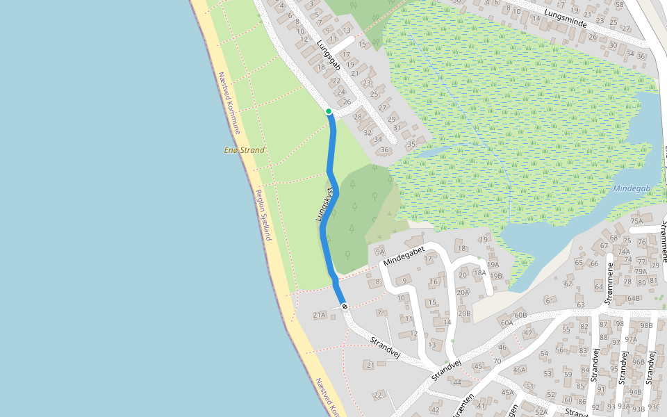 Lungskyst walking route map in Karrebæksminde