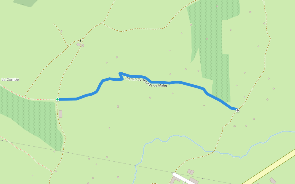 Chemin du Travers de Malet walking route map in Saint-Côme-d'Olt