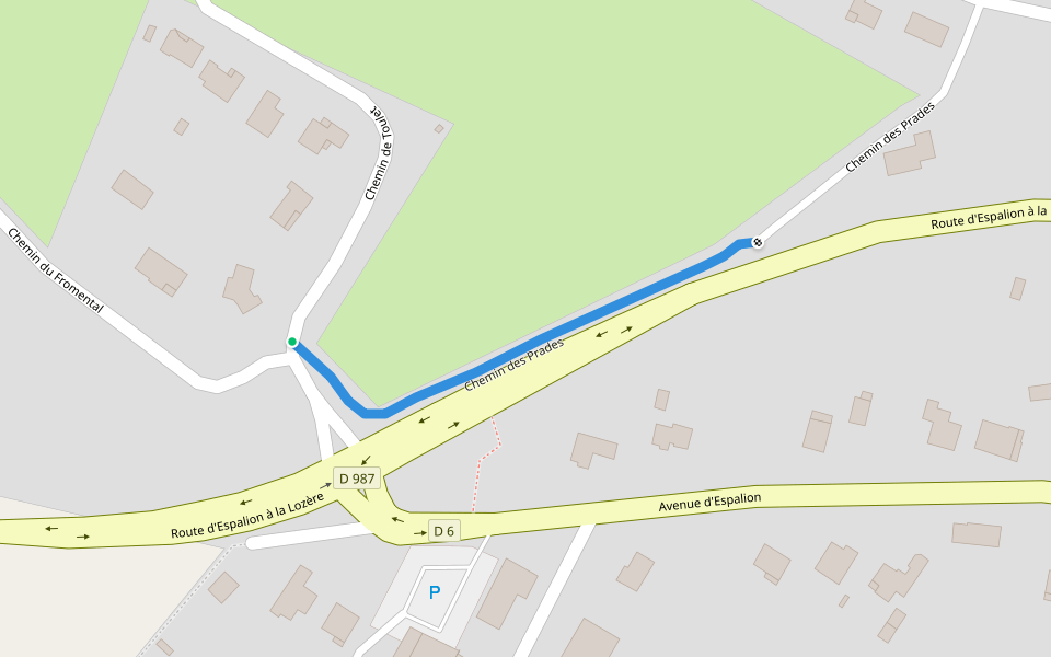 Chemin des Prades walking route map in Saint-Côme-d'Olt