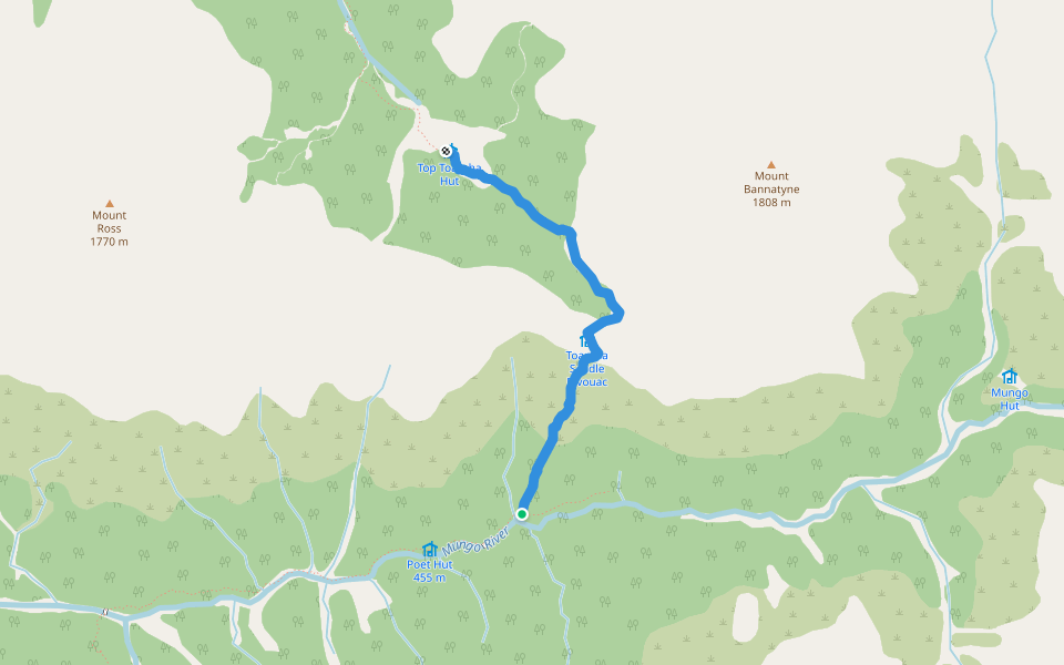 Toaroha Saddle Track walking route map in Kokatahi