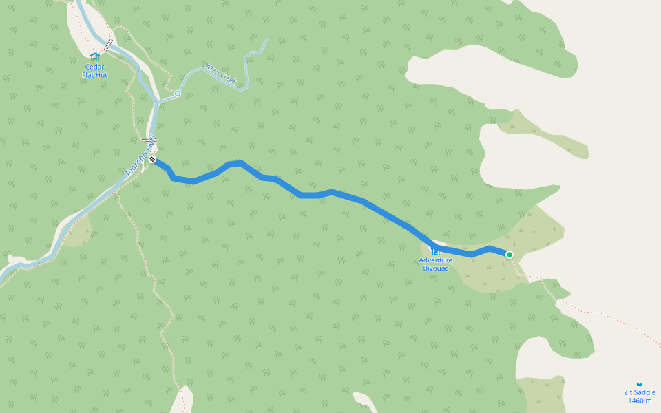 Adventure Ridge Track walking route map in Kokatahi