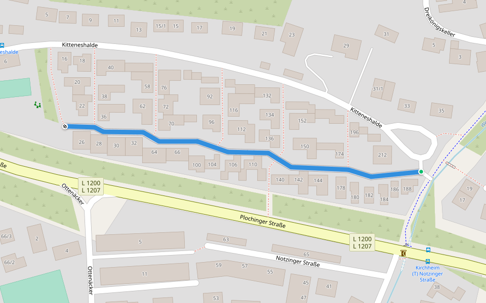 Kitteneshalde walking route map in Kirchheim unter Teck
