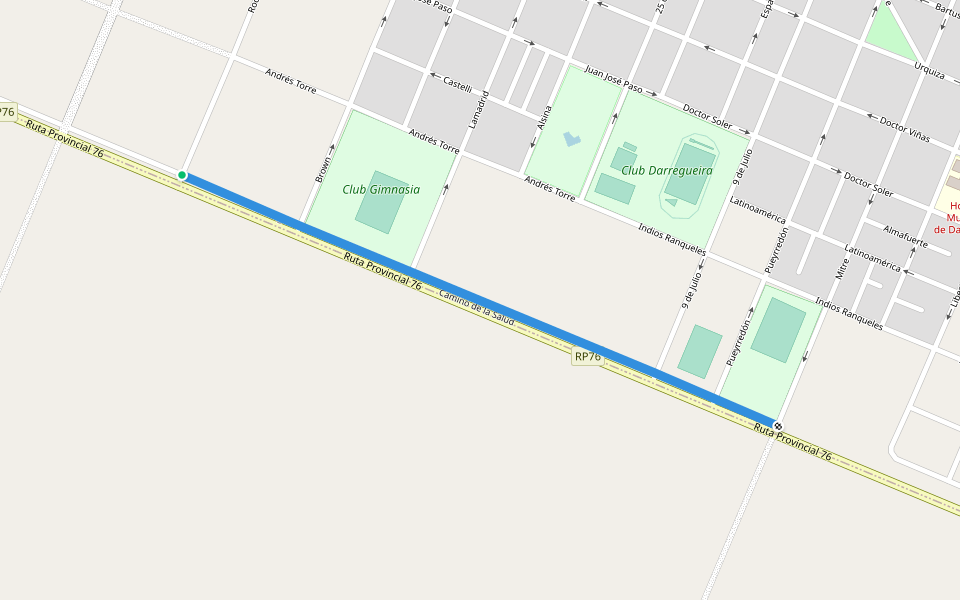 Camino de la Salud walking route map in Darregueira