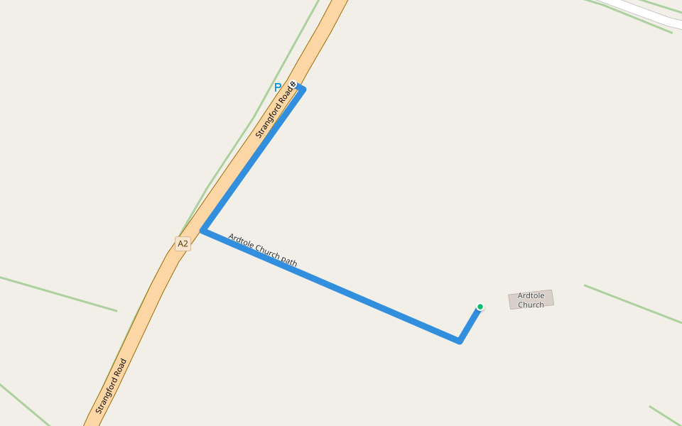 Ardtole Church path walking route map in Ardglass