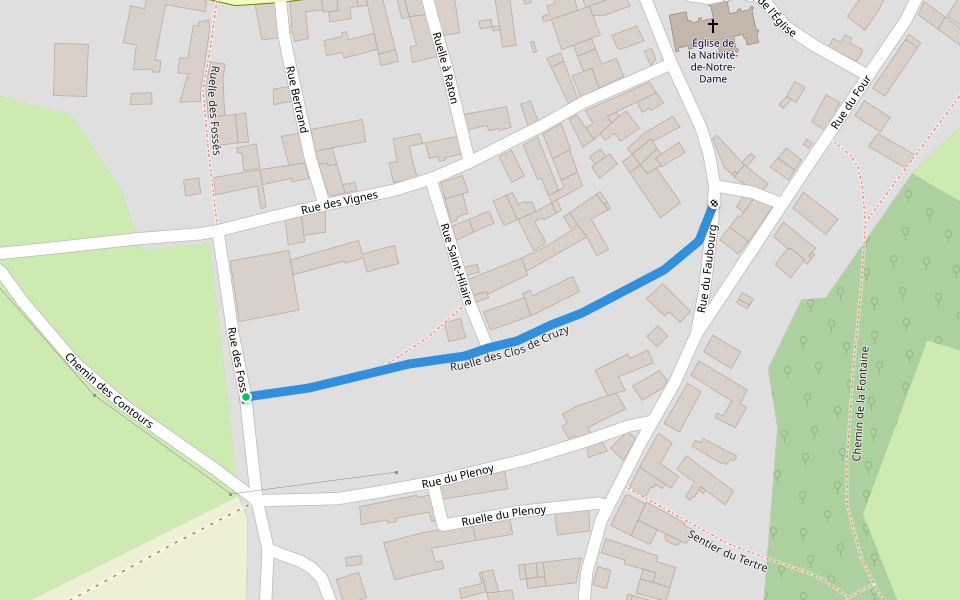 Ruelle des Clos de Cruzy walking route map in Villon