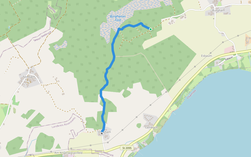 Burghamer Aussichtsturm nach Strassham walking route map in Seeon-Seebruck