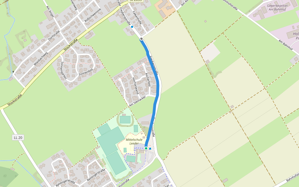 Freybergstraße walking route map in Fuchstal