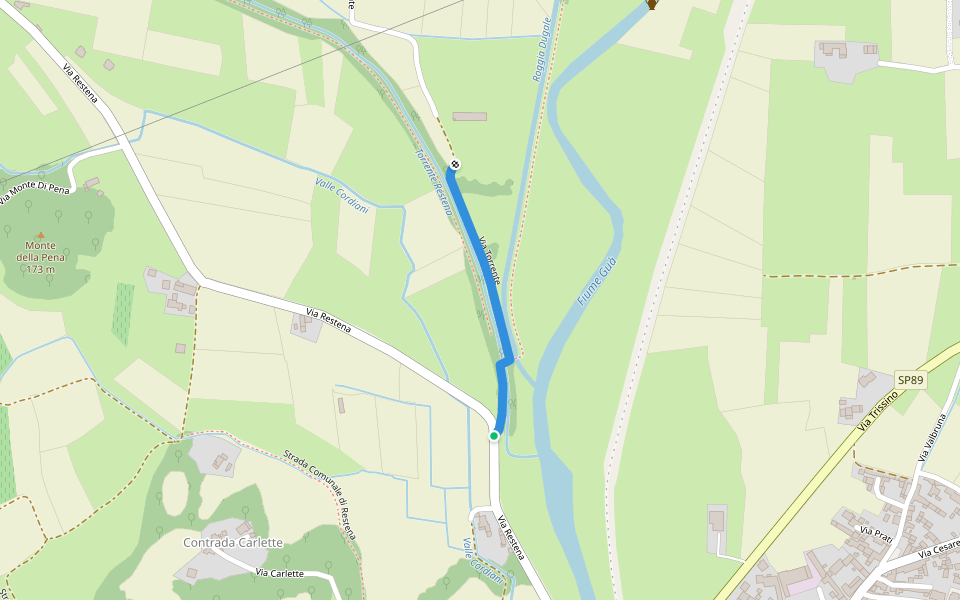 Via Torrente walking route map in Arzignano