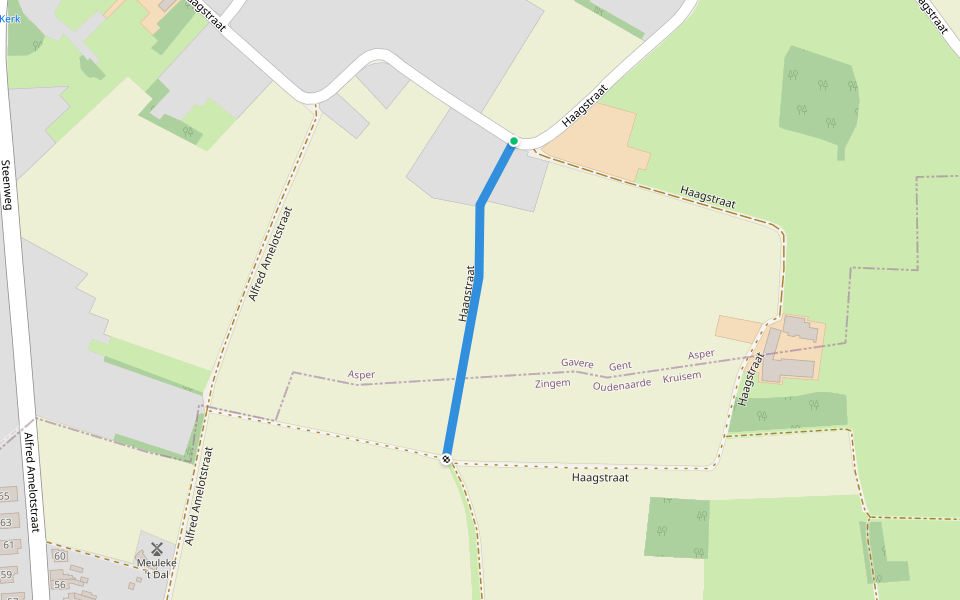 Haagstraat walking route map in Gavere
