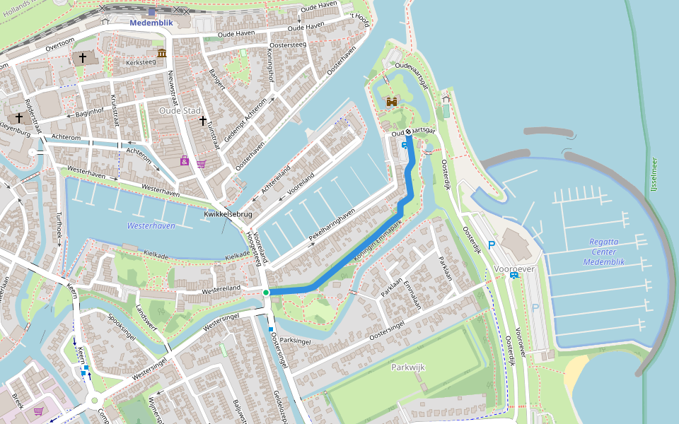 Koningin Emmapark walking route map in Medemblik