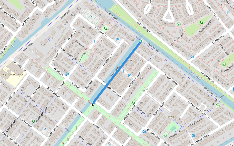 Perenpad walking route map in Wateringen
