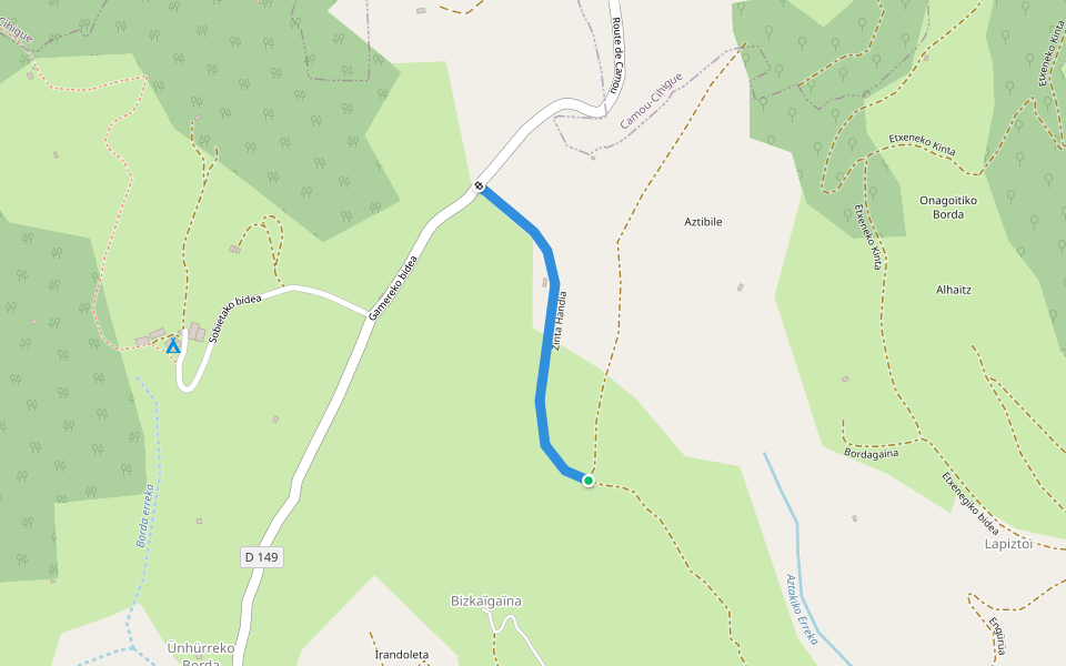 Zinta Handia walking route map in Alçay-Alçabéhéty-Sunharette