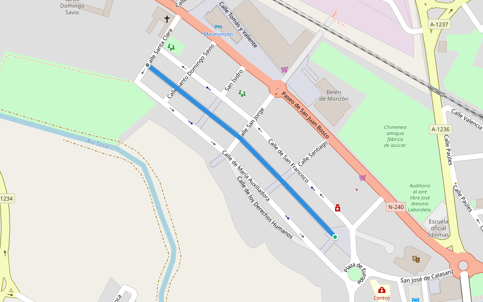 Rambla del Cinca Medio walking route map in Monzón