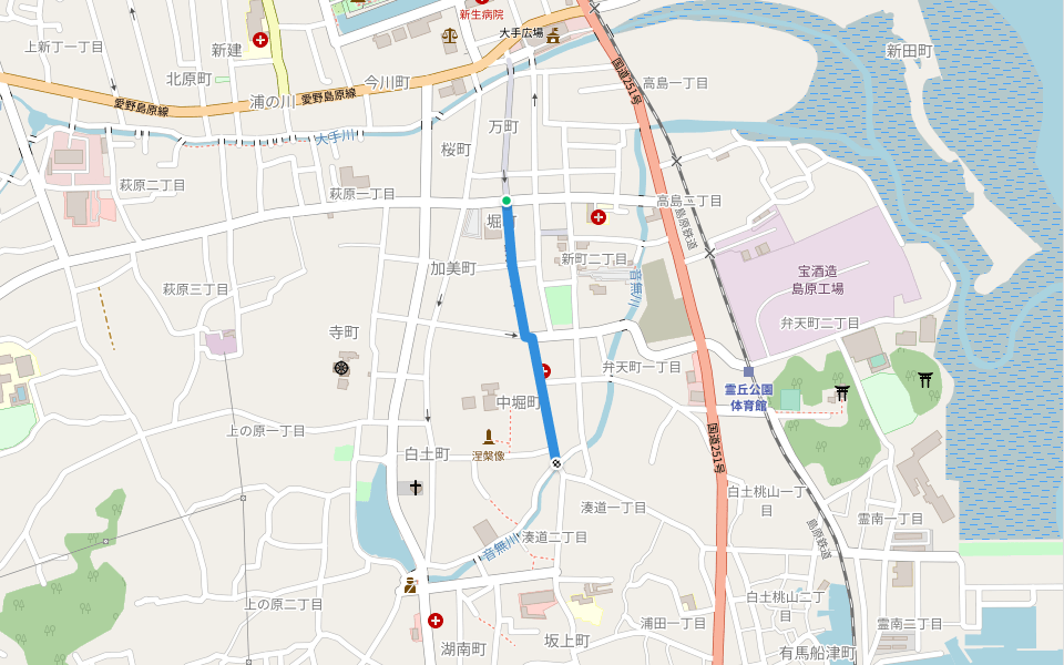 一番街アーケード walking route map in Shimabara