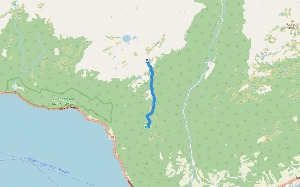 Engjasete-Dalsbotn walking route map in Grinde