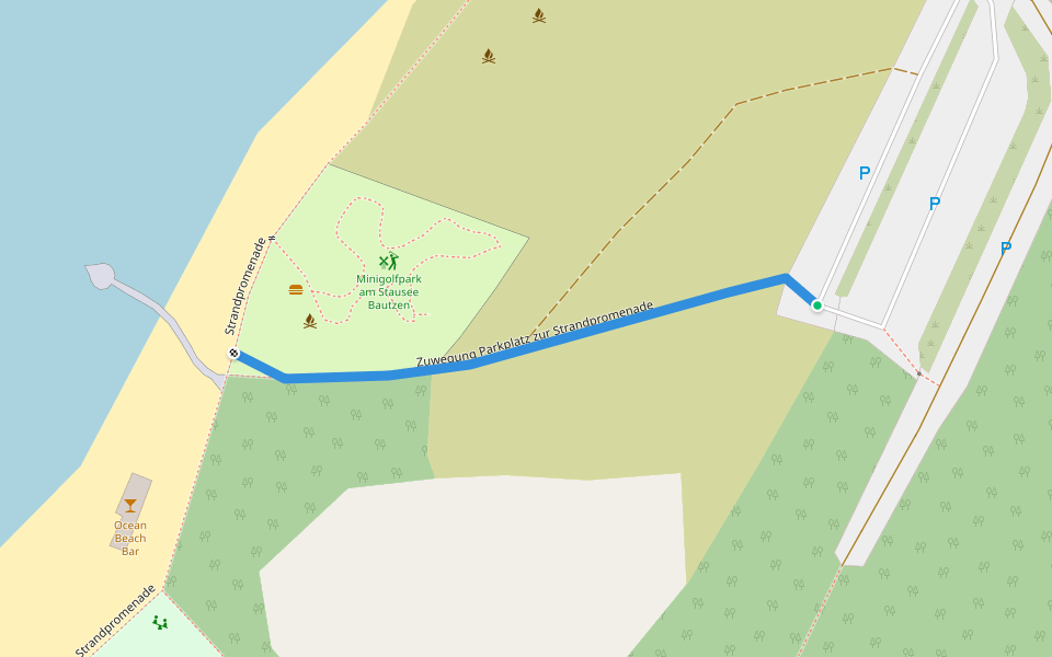 Zuwegung Parkplatz zur Strandpromenade walking route map in Bautzen