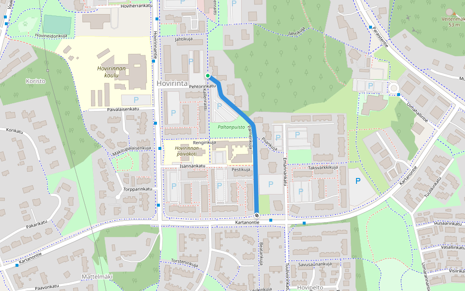 Paimenkuja walking route map in Kaarina