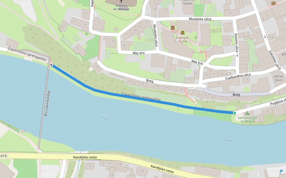 Župančičevo sprehajališče walking route map in Novo Mesto