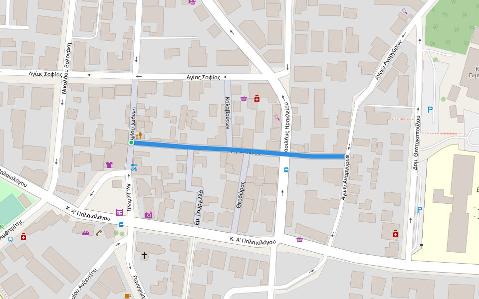 Βουλγαροκτόνου walking route map in Rodos