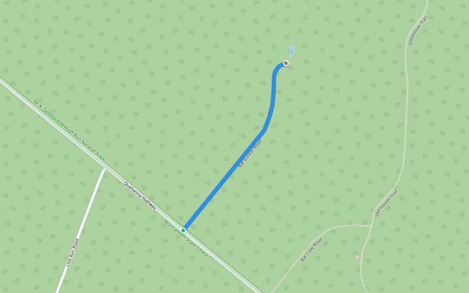 Bat Bunker Road walking route map in Driftwood