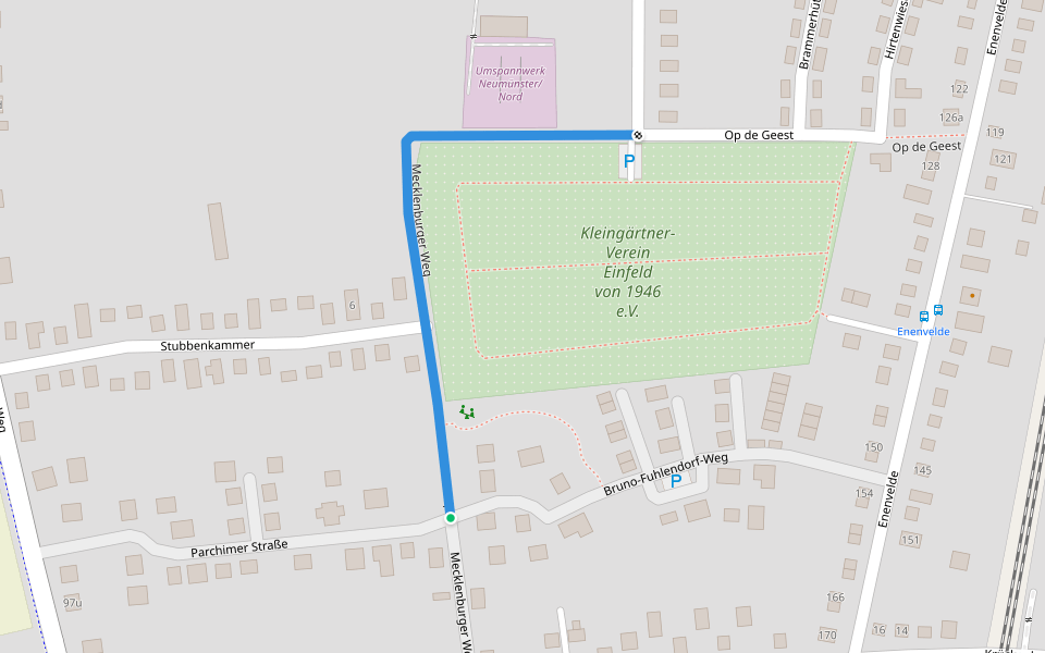 Mecklenburger Weg walking route map in Neumünster