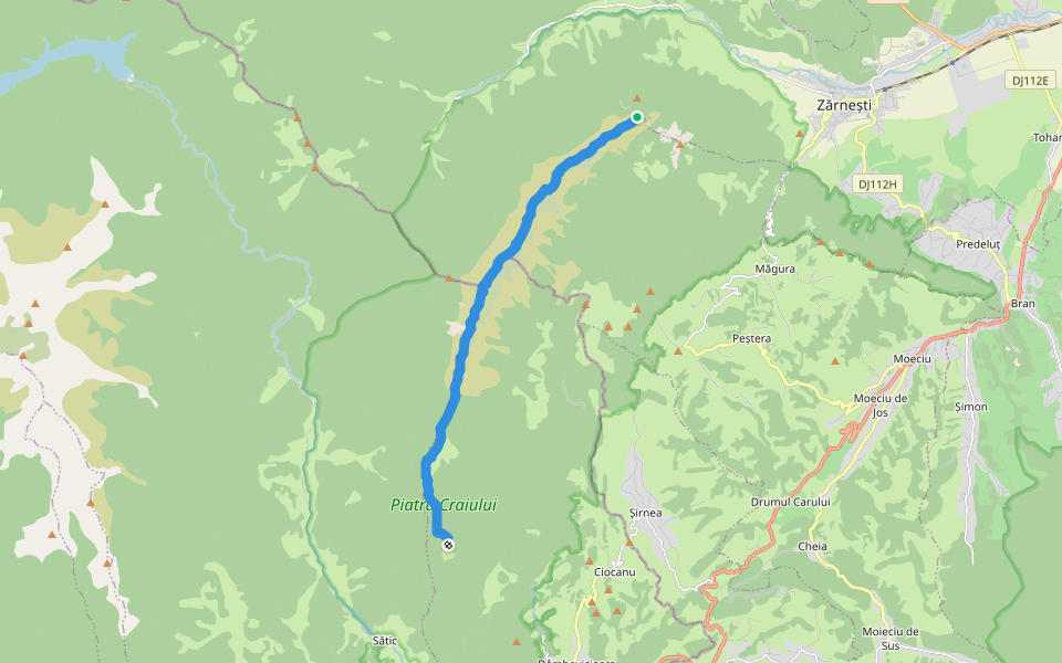 Traseu turistic Creasta Pietrei Craiului walking route map in Zărnești