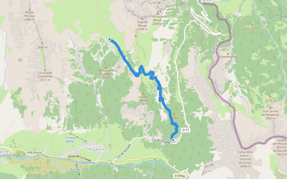 GR5B walking route map in Névache