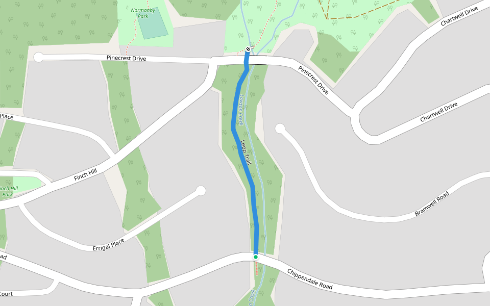 Lepp Trail walking route map in West Vancouver