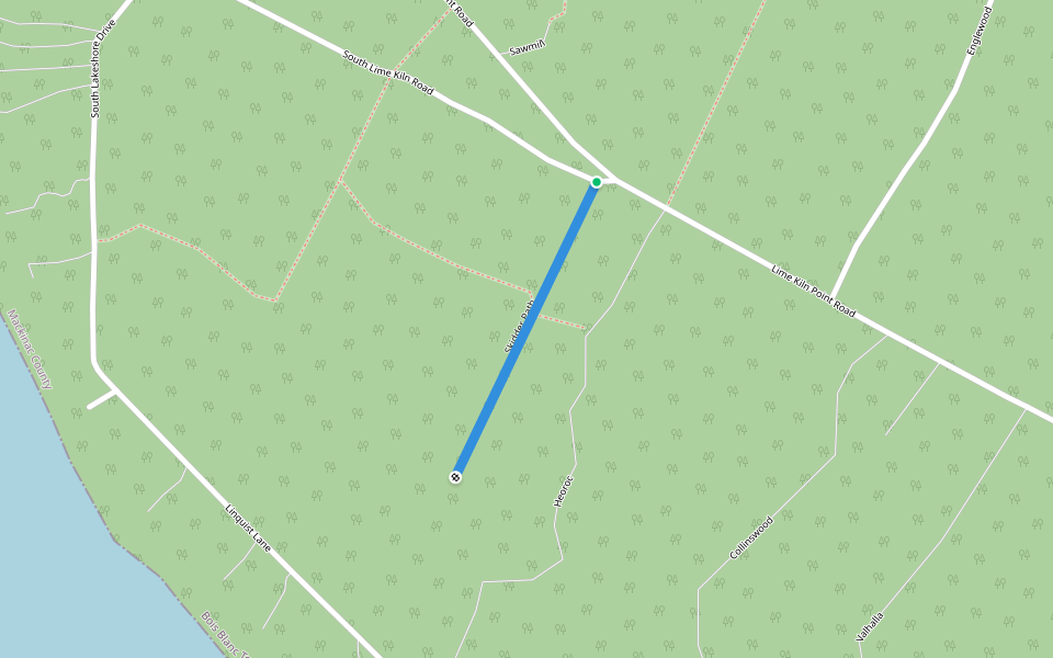 Skidder Path walking route map in Pointe Aux Pins