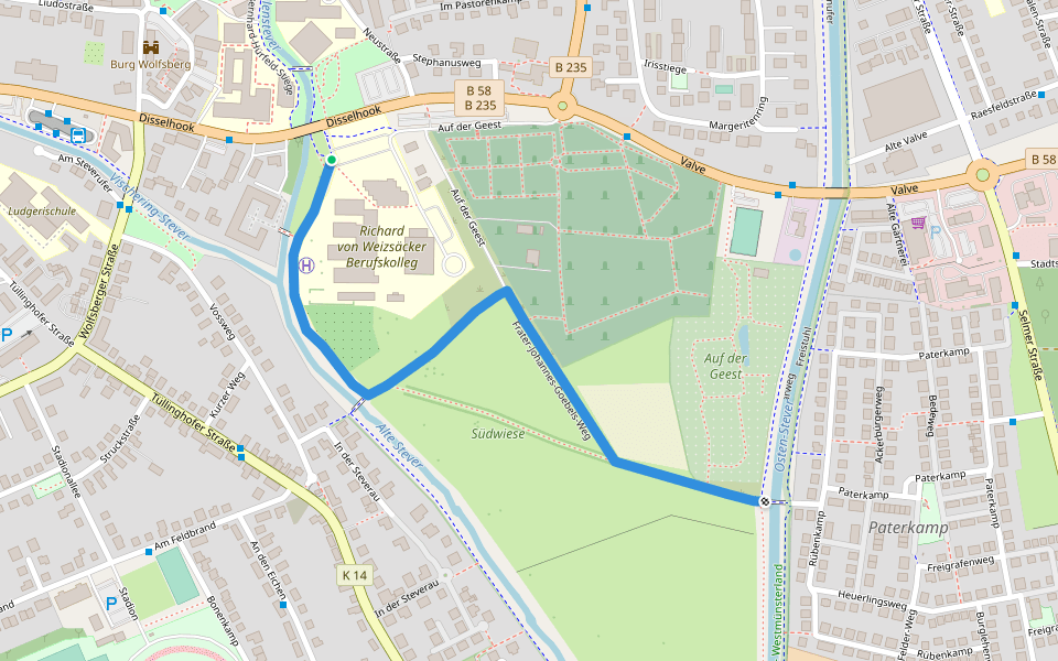 Frater-Johannes-Goebels-Weg walking route map in Lüdinghausen