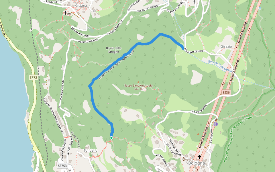 Sentiero Gisazio - Bosco delle streghe walking route map in Perledo
