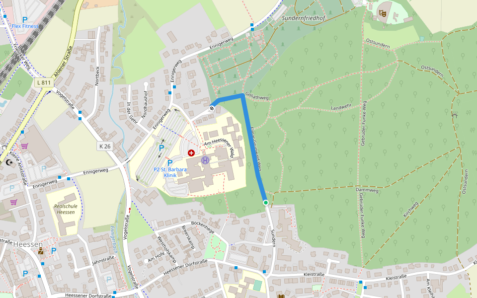 Elmar-Grunwald-Weg walking route map in Hamm