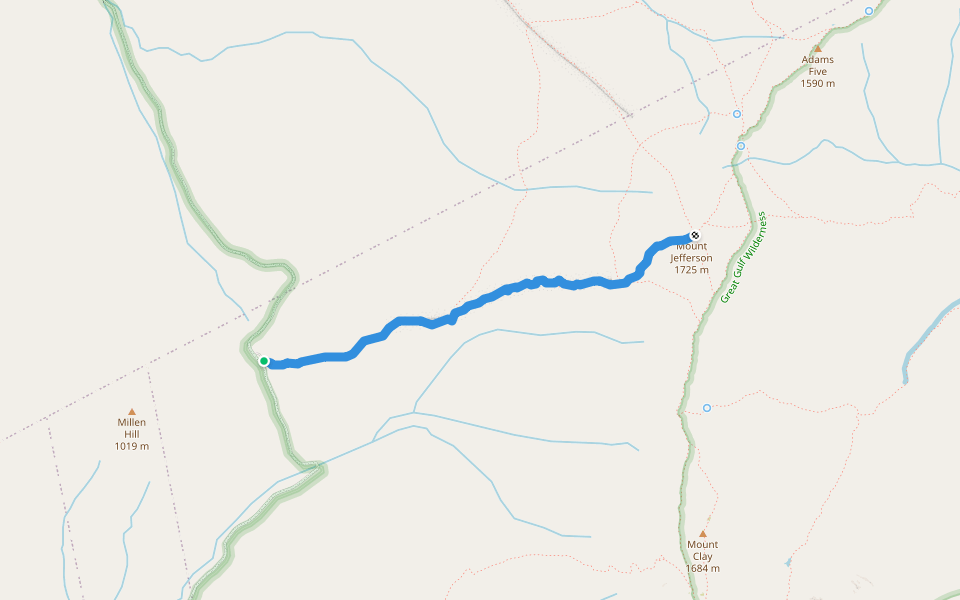 Caps Ridge Trail walking route map in Randolph