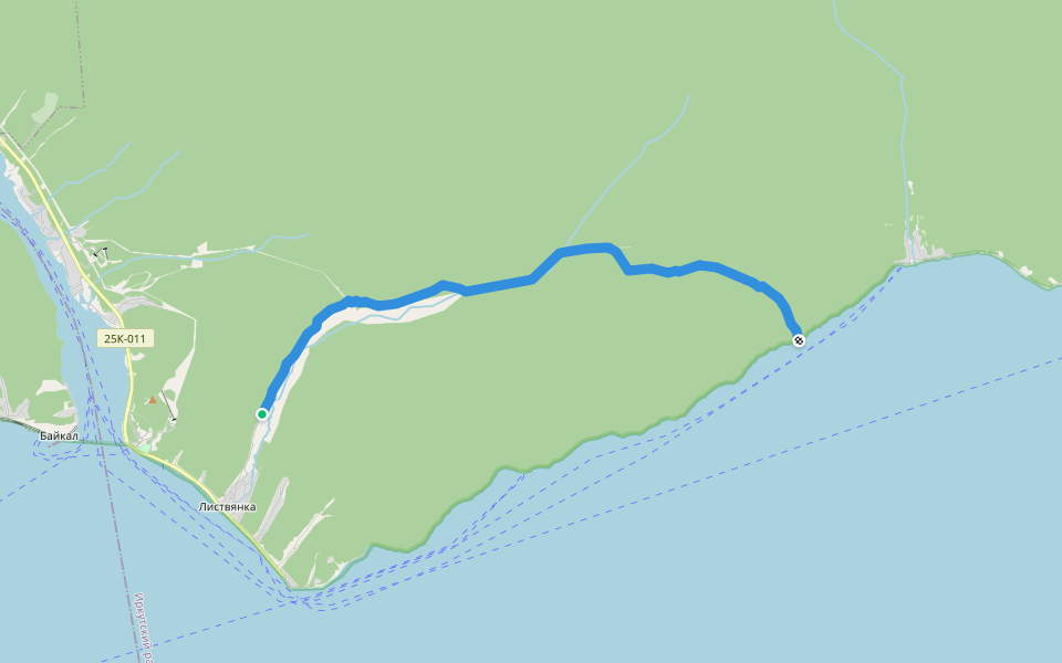 Байкальская тропа 1 walking route map in Listvyanka