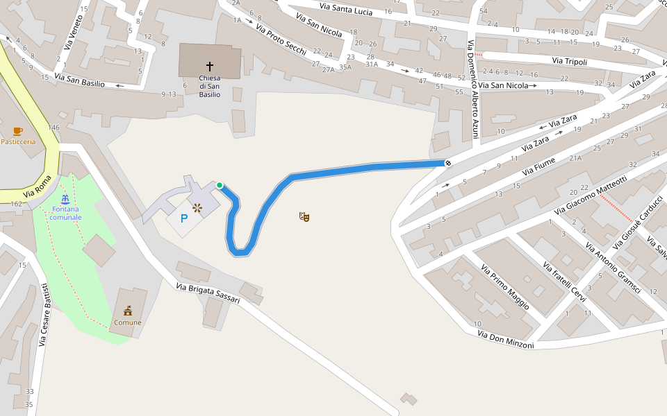 Via Zara walking route map in Sennori