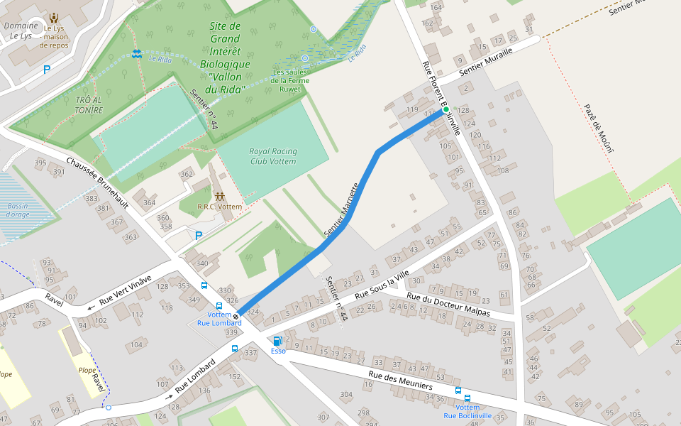 Sentier Marnette walking route map in Herstal