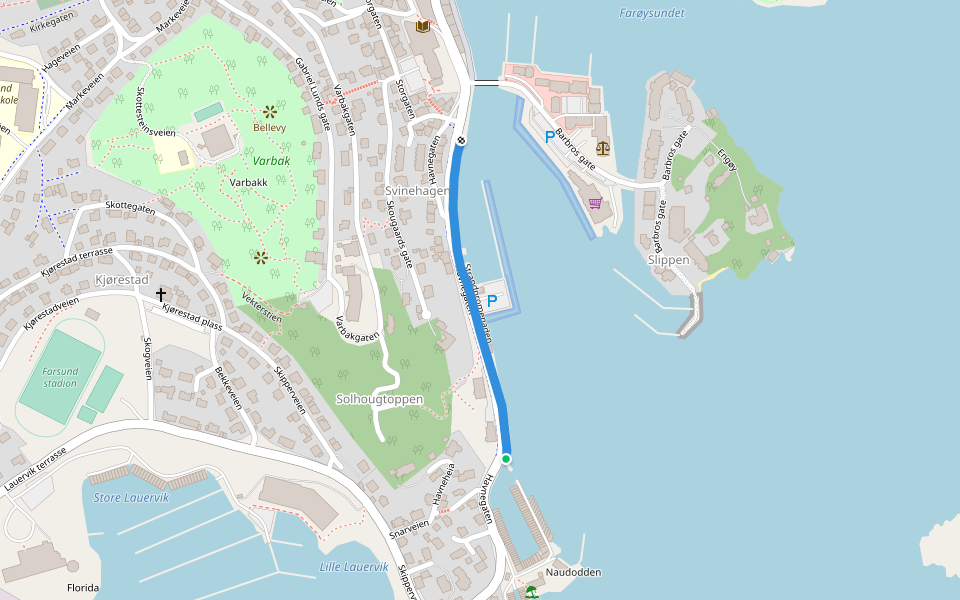 Strandpromenaden walking route map in Farsund