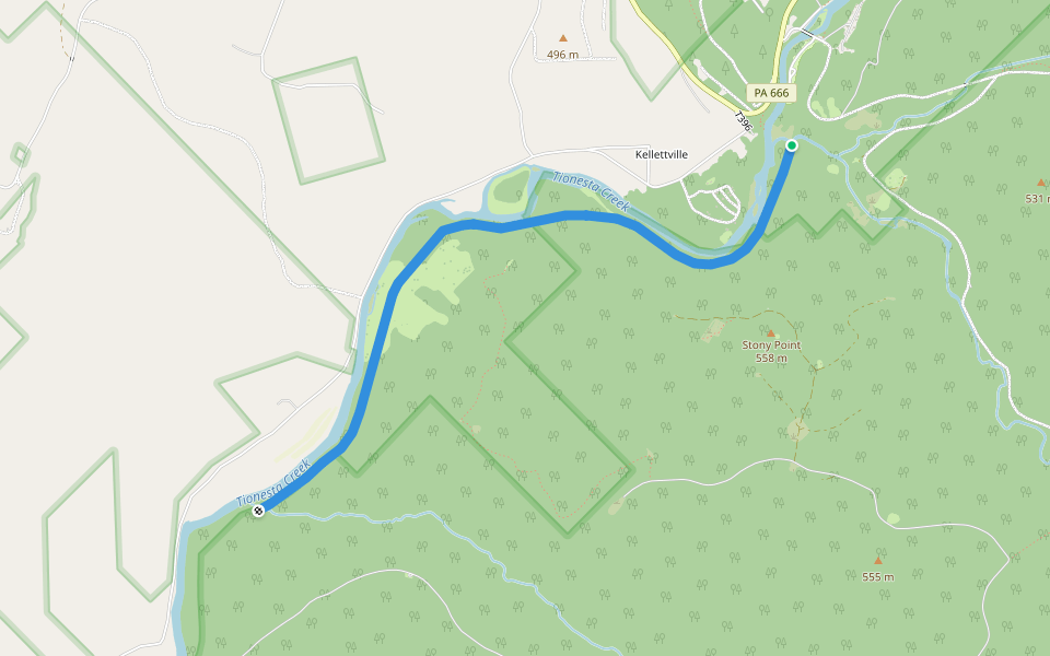Nebraska-Kelletville Trace Trail walking route map in Tionesta
