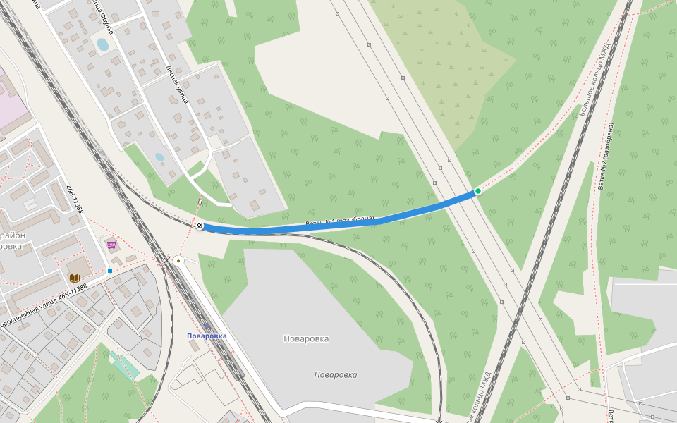 Ветвь №1 (разобрана) walking route map in Shishovka