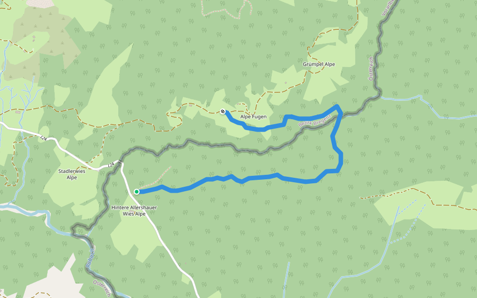Rindbachalpe walking route map in Balderschwang