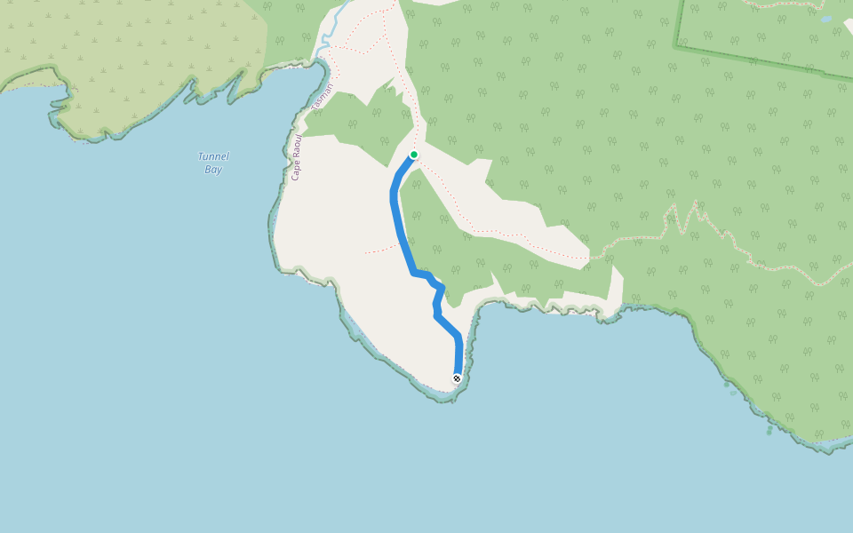 Shipsterns Bluff Track walking route map in Cape Raoul