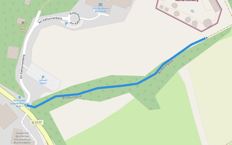 Birnbaumgasse walking route map in Wunsiedel